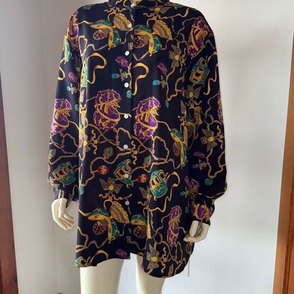 NOTATIONS WOMAN Women’s Black Faberge Egg Jewel Print Tunic Shirt Top 2X - Picture 1 of 14